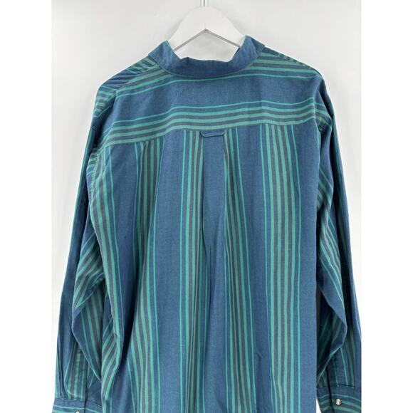 McGregor Classics Button Down Shirt Mens 2XL XXL Blue Green Striped Long Sleeves - Picture 11 of 16